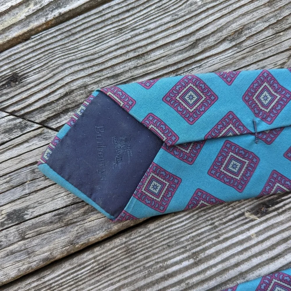 Vintage 90's Burberry Geometric Print Neck Tie